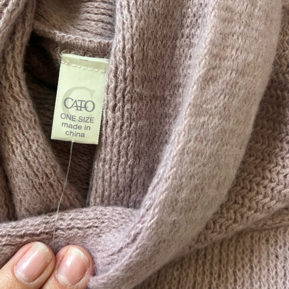 Cato Mauve Hooded Poncho with Fringe - Picture 10 of 12